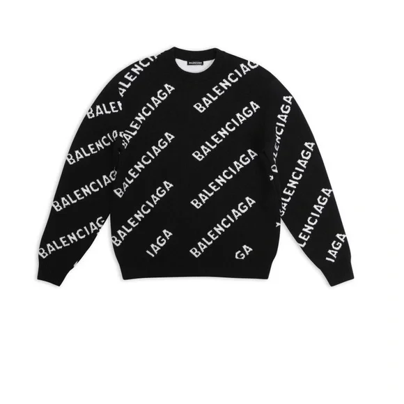Balenciaga Allover Logo Sweater in Black - Size M